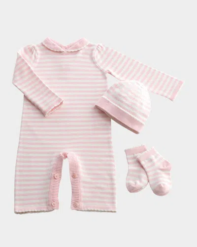 RACHEL RILEY GIRL'S KNIT STRIPED 3-PIECE PLAYSUIT GIFT SET