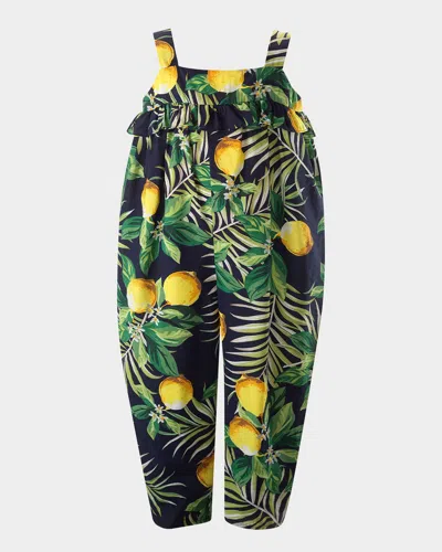 RACHEL RILEY GIRL'S LEMON-PRINT RUFFLE JUMPSUIT