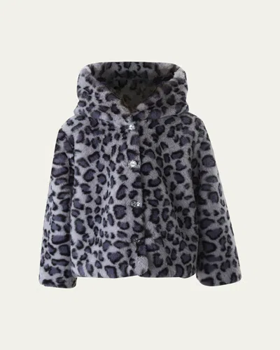 RACHEL RILEY GIRL'S LEOPARD-PRINT FAUX FUR JACKET