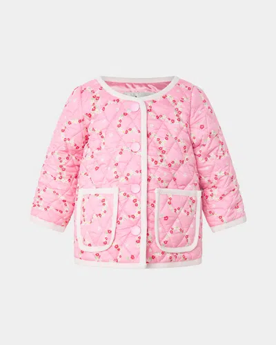 Rachel Riley Kids' Girl's Mini Daisy-print Jacket In Pink