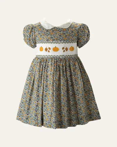 RACHEL RILEY GIRL'S PUMPKIN SMOCKED FLORAL-PRINT DRESS
