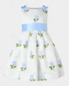 Rachel Riley Rose Embroidered Organza Dress In Blue