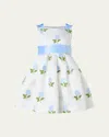 Rachel Riley Rose Embroidered Organza Dress In Blue
