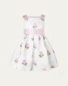 Rachel Riley Girl's Rose Embroidered Organza Dress In Pink