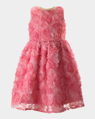 Rachel Riley Kids' Girl's Rosette Flutter Sleeveless Party Dress In Pink