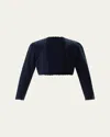 Rachel Riley Girl's Scalloped Trim Bolero In Navy