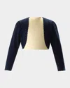 Rachel Riley Girl's Scalloped Trim Bolero In Navy