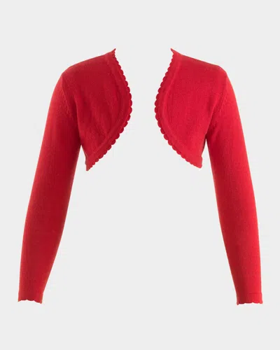 Rachel Riley Kids' Girl's Scalloped Trim Bolero In Red