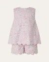 Rachel Riley Girl's Scalloped Trim Floral-print Top & Shorts Set In Pink