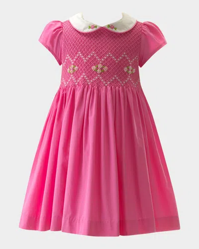 Rachel Riley Kids' Girl's Smocked A-line Dress In Pink