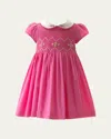 Rachel Riley Girl's Smocked A-line Dress In Pink
