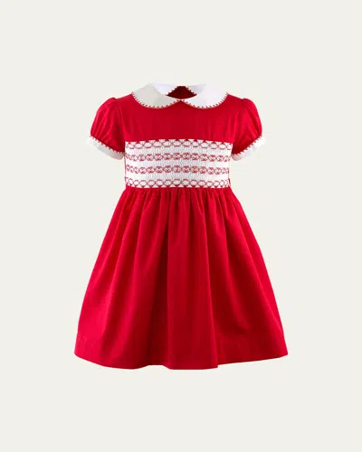 Rachel Riley Kids' Girl's Smocked Festive Dress In Red