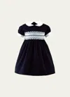 Rachel Riley Kids' Girl's Smocked Festive Dress W/ Bloomers In Navy