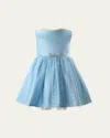 Rachel Riley Girl's Sparkle Star Tulle Dress In Blue