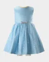 Rachel Riley Girl's Sparkle Star Tulle Dress In Blue