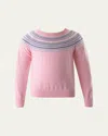 Rachel Riley Girl's Sweater W/ Fairisle Intarsia In Pink