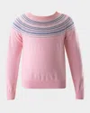 Rachel Riley Girl's Sweater W/ Fairisle Intarsia In Pink
