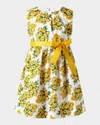 Rachel Riley Girl's Tulip Bouquet Sash Dress In Yellow