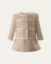 Rachel Riley Girl's Tweed Jacket And Skirt Set In White