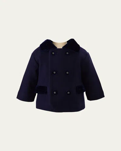 RACHEL RILEY GIRL'S VELVET-TRIM DOUBLE BREASTED COAT