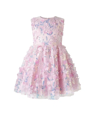 Rachel Riley Girls' 3d Sequin Party Dress - Little Kid, Big Kid In Pink