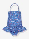 Rachel Riley Anchor-print Ruched Swimsuit In Blue