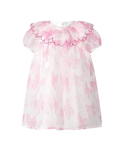 Rachel Riley Girls' Bow Organza Dress - Baby In Pink