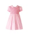 Rachel Riley Girls' Bow Smocked Dress And Bloomers - Baby In Pink