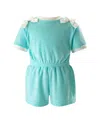Rachel Riley Girls' Bow Towelling Playsuit - Little Kid, Big Kid In Blue