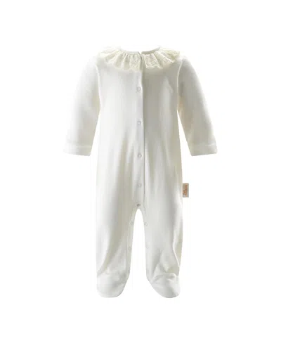 Rachel Riley Girls' Broderie Collar Babygro - Baby In White