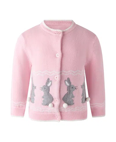 Rachel Riley Girls' Bunny Fairisle Cardigan - Baby In Pink