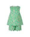 Rachel Riley Girl's Gingham Cherry-print Scalloped Top & Short Set