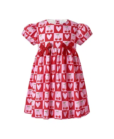 Rachel Riley Girls' Cherry Heart Bow Dress - Little Kid, Big Kid In Red