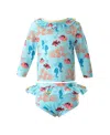 Rachel Riley Coral Reef Rashguard Set In Blue
