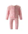 Rachel Riley Girls' Daisy Knit Cardigan And Leggings Set- Baby In Pink