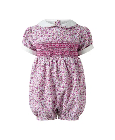 Rachel Riley Girls' Ditsy Floral Smocked Babysuit - Baby In Multi