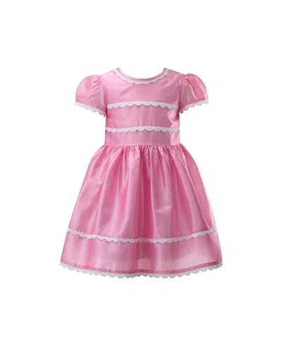 Rachel Riley Girls' Eloise Taffeta Scalloped Dress - Little Kid, Big Kid In Pink