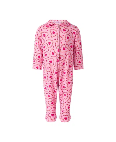Rachel Riley Girls' Floral Heart Footie - Baby In Pink