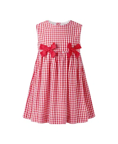 Rachel Riley Girls' Gingham Bow Dress - Little Kid, Big Kid In Red
