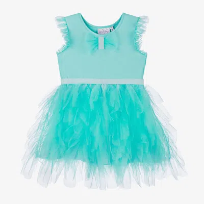 Rachel Riley Kids' Girls Green Cotton & Tulle Dress