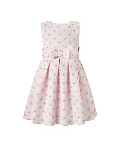 Rachel Riley Girls' Heart Check Damask Dress - Little Kid, Big Kid In Pink