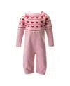 Rachel Riley Girls' Heart Knit Playsuit - Baby In Pink