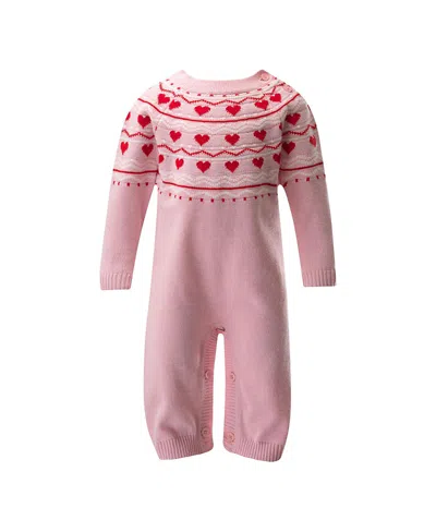 Rachel Riley Girls' Heart Knit Playsuit - Baby In Pink