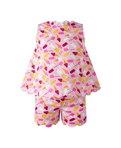 Rachel Riley Girls' Ice Cream Scalloped Short Set - Little Kid, Big Kid In Pink