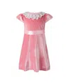 Rachel Riley Girls' Lace Collar Velvet Dress - Little Kid, Big Kid In Pink