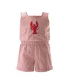 Rachel Riley Girls' Lobster Embroidered Playsuit - Little Kid, Big Kid In Pink
