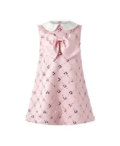 Rachel Riley Girls' Peter Pan Collar Sequin Party Dress - Little Kid, Big Kid In Pink