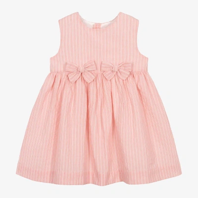 Rachel Riley Kids' Girls Pink & White Striped Dress