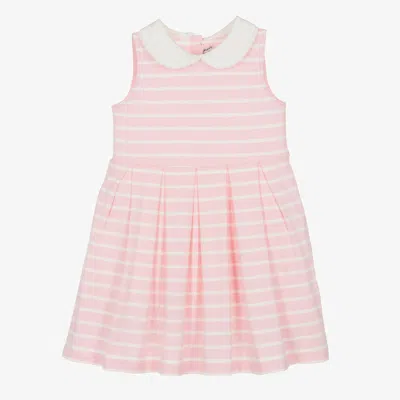 Rachel Riley Kids' Girls Pink Striped Cotton Dress