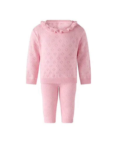 Rachel Riley Girls' Pointelle Knit Set - Baby In Pink